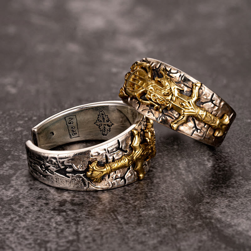 WorldNorse Handcrafted 925 Silver Sword Norse Dragon Open Ring - image 5