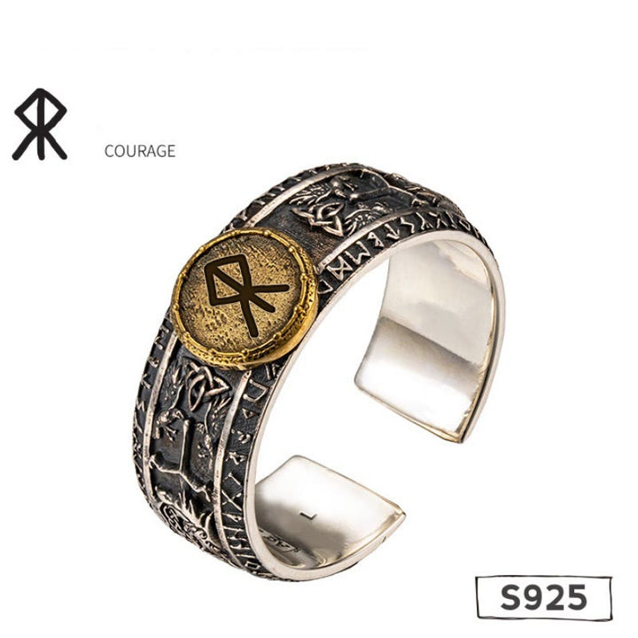 WorldNorse 925 Sterling Silver Dragon Runes Open Ring