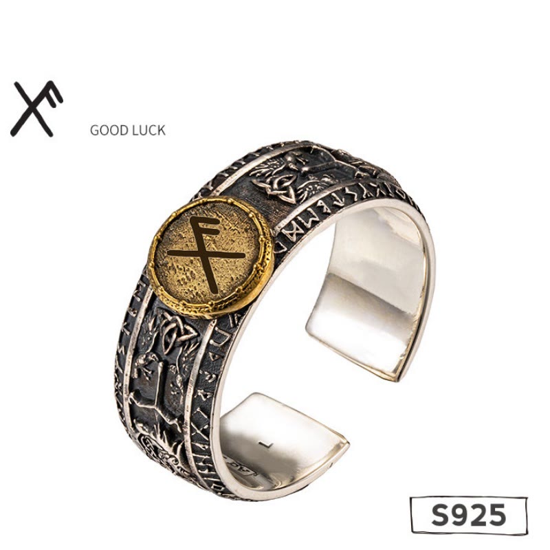 WorldNorse 925 Sterling Silver Dragon Runes Open Ring - Lucky - US 11-12 - image 10