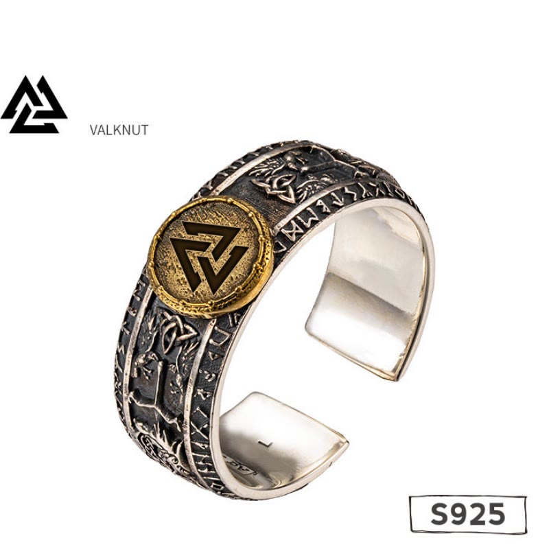 WorldNorse 925 Sterling Silver Dragon Runes Open Ring