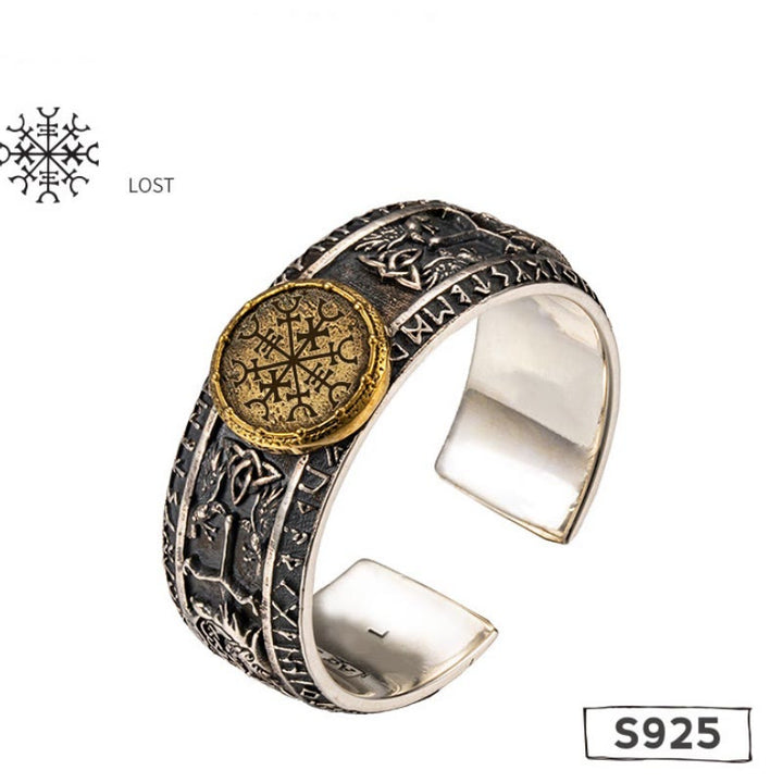 WorldNorse 925 Sterling Silver Dragon Runes Open Ring - Lost - US 11-12 - image 14