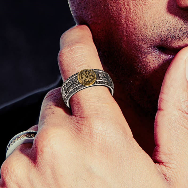 WorldNorse 925 Sterling Silver Dragon Runes Open Ring - image 1