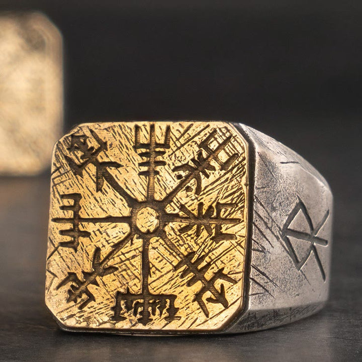 WorldNorse Handcrafted 925 Silver Vegvisir Viking Signet Ring - Adjustable - image 0