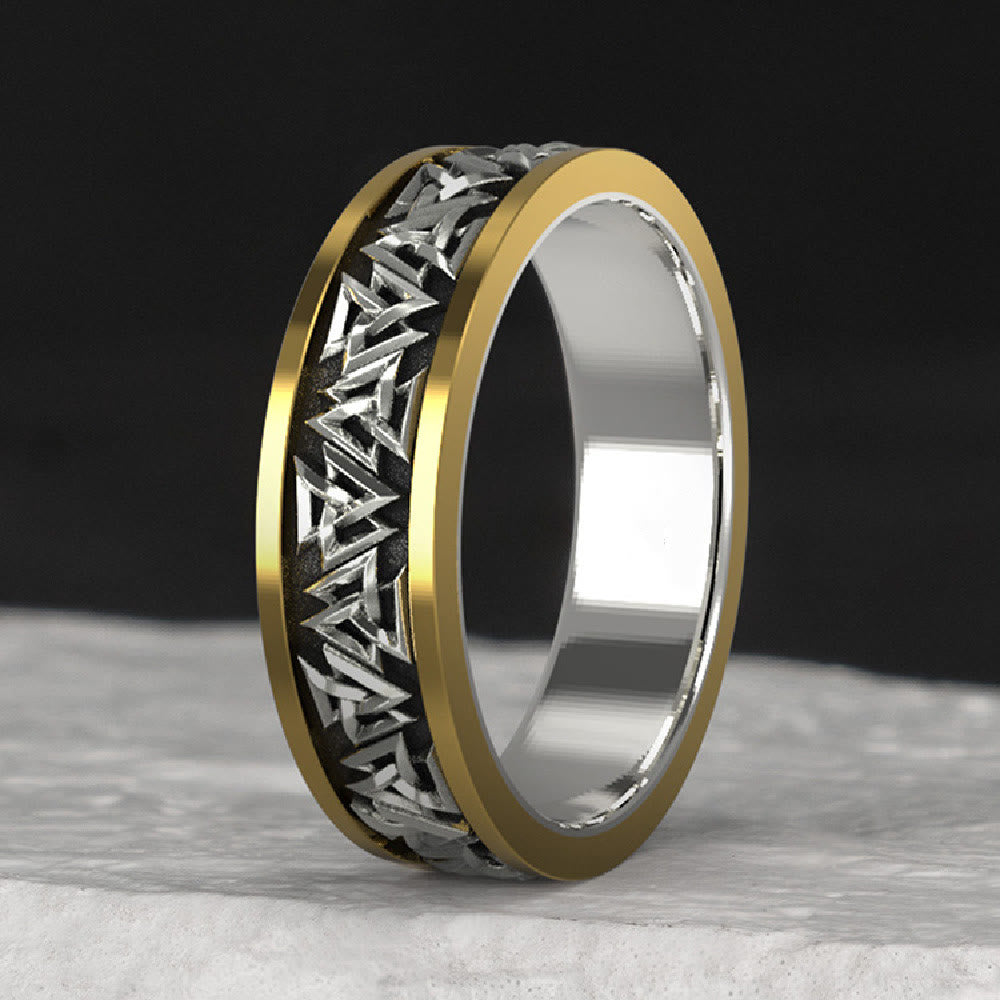 WorldNorse Handcrafted 925 Silver Nordic Valknut Ring - US 12 - NO THANKS - image 0