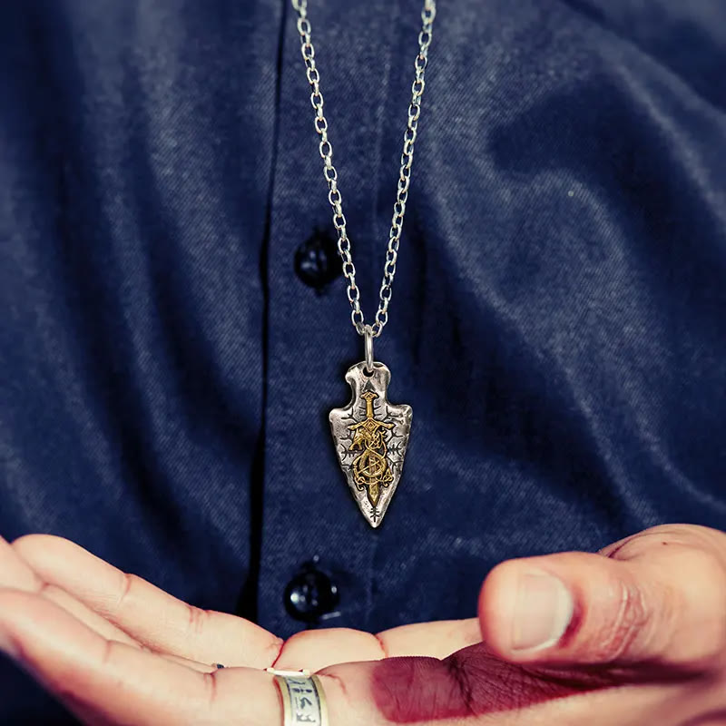 WorldNorse 925 Sterling Silver Dragon Sword Necklace - image 1