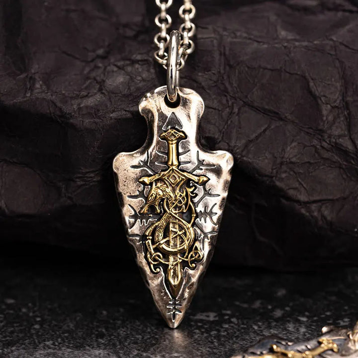 WorldNorse Handcrafted 925 Silver Dragon Sword Necklace - image 0