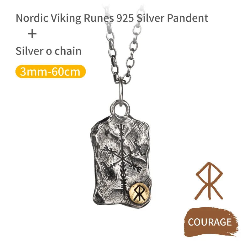 WorldNorse 925 Sterling Silver Rune With Vegvisir Necklace - Courage - Chain - image 2