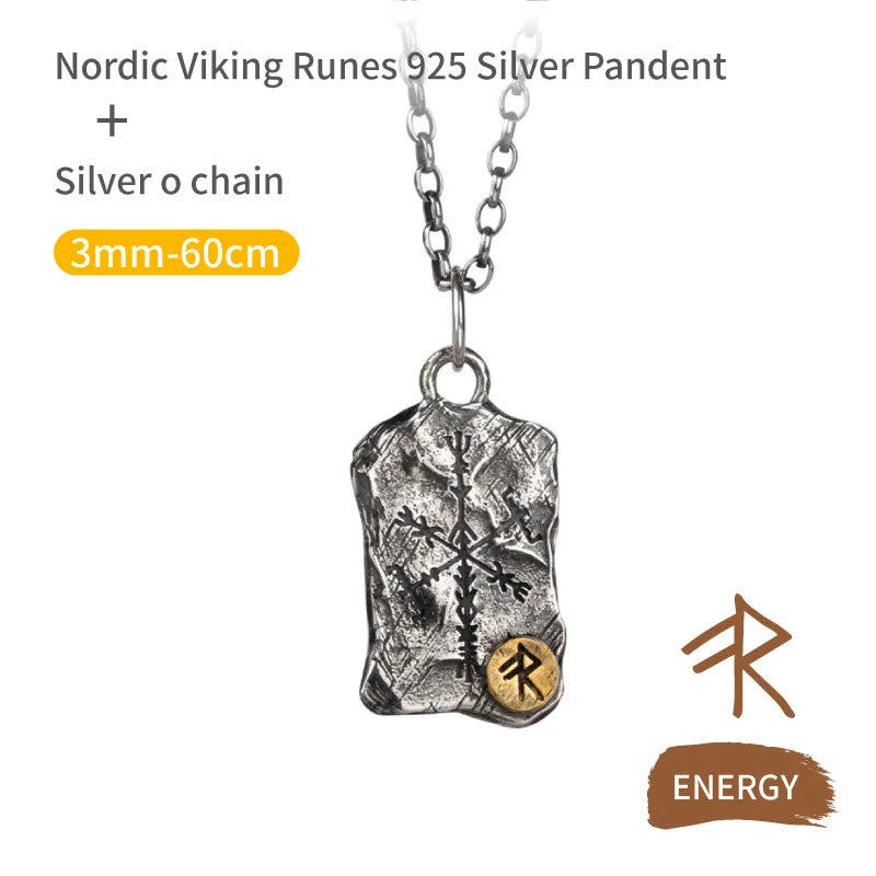 WorldNorse 925 Sterling Silver Rune With Vegvisir Necklace - Energy - Chain - image 4