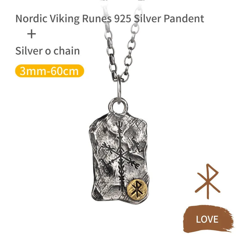 WorldNorse Handcrafted 925 Silver Rune With Vegvisir Necklace - Love - Chain - image 6