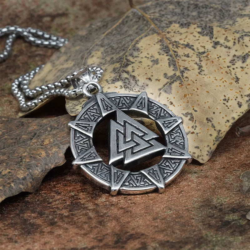 WorldNorse Viking Age Valknut Futhark Circle Necklace - image 2