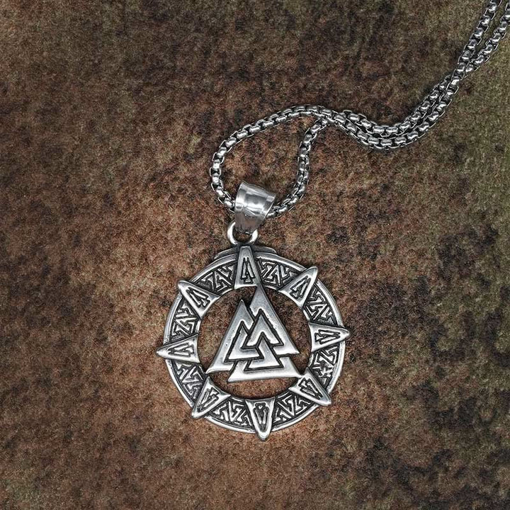 WorldNorse Viking Age Valknut Futhark Circle Necklace - Necklace - image 0