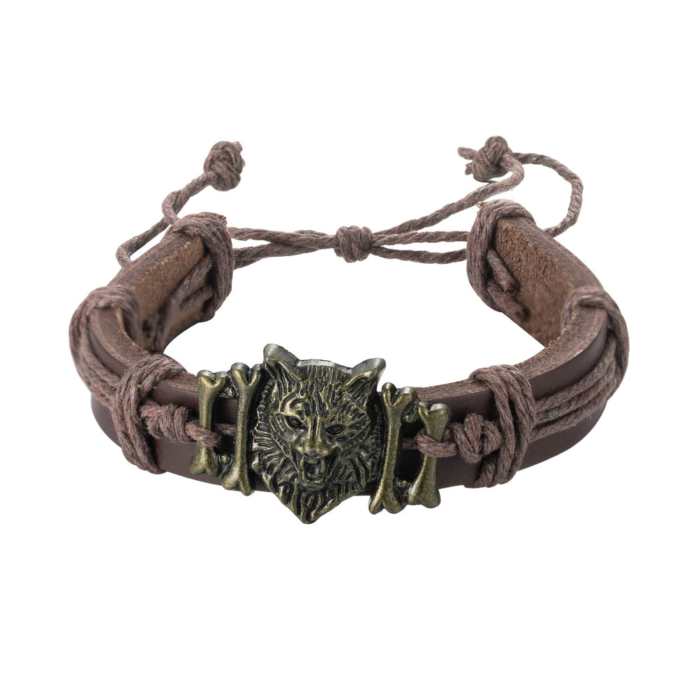 WorldNorse Wolf Head With Leather Bracelet - image 1