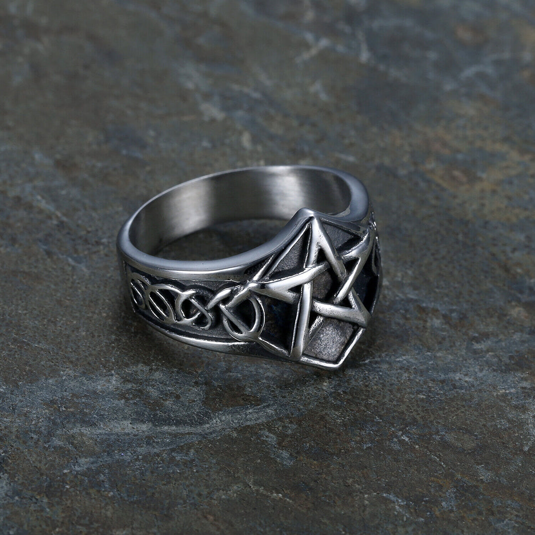 WorldNorse Celtic Knot Pagan Pentagram Star Ring