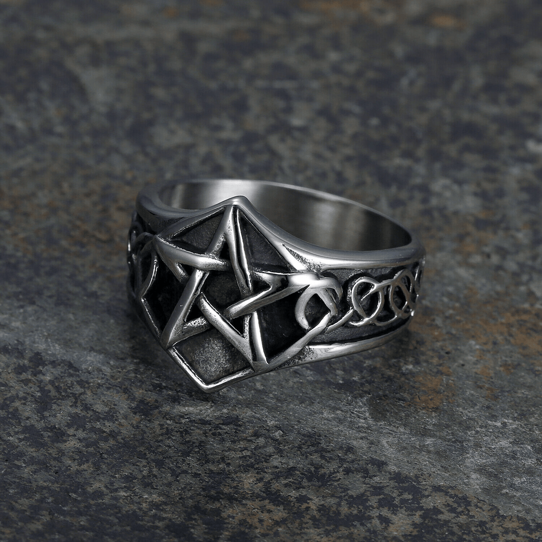 WorldNorse Celtic Knot Pagan Pentagram Star Ring