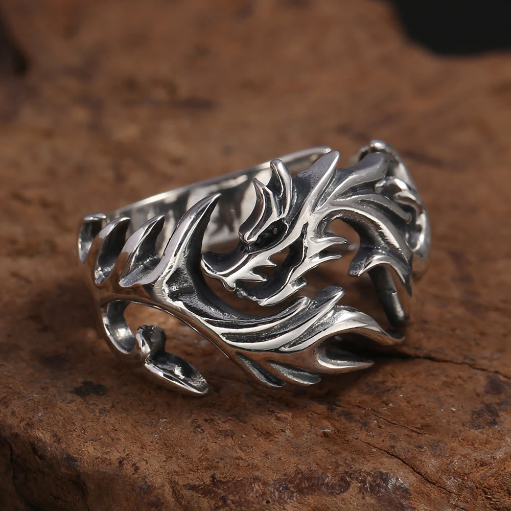 WorldNorse Luminous Glow In The Dark Dragon Ring - Silver-No Light - image 11