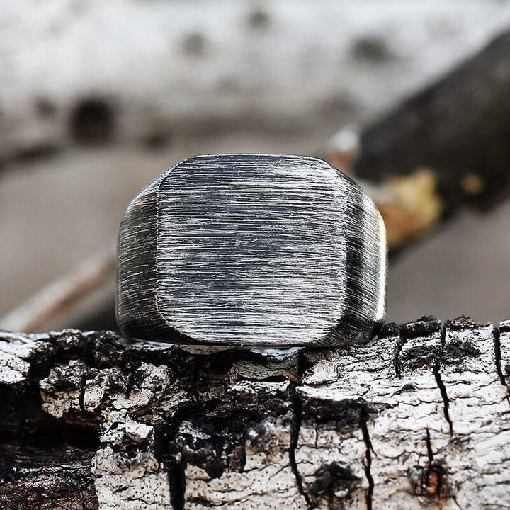 WorldNorse Retro Simple Plain Stainless Steel Square Ring