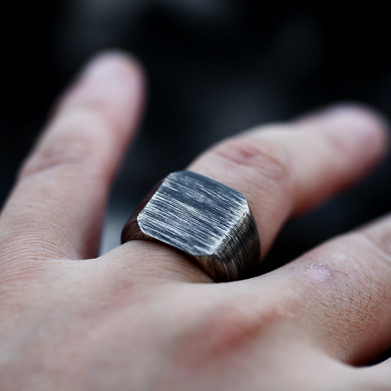 WorldNorse Retro Simple Plain Stainless Steel Square Ring