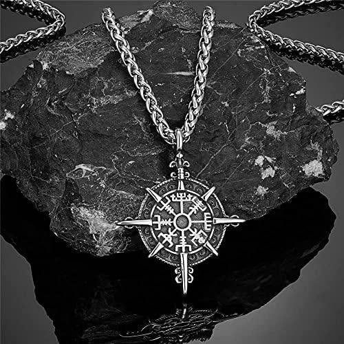 WorldNorse Norse Viking Compass Vegvisir Necklace - Silver - image 5