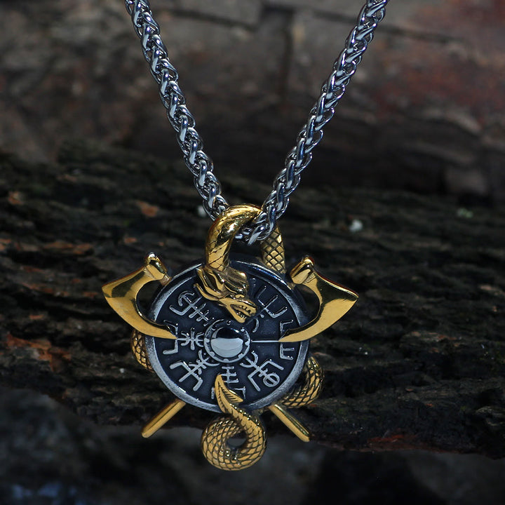 WorldNorse Axes And Shield Norse Dragon Necklace - image 3