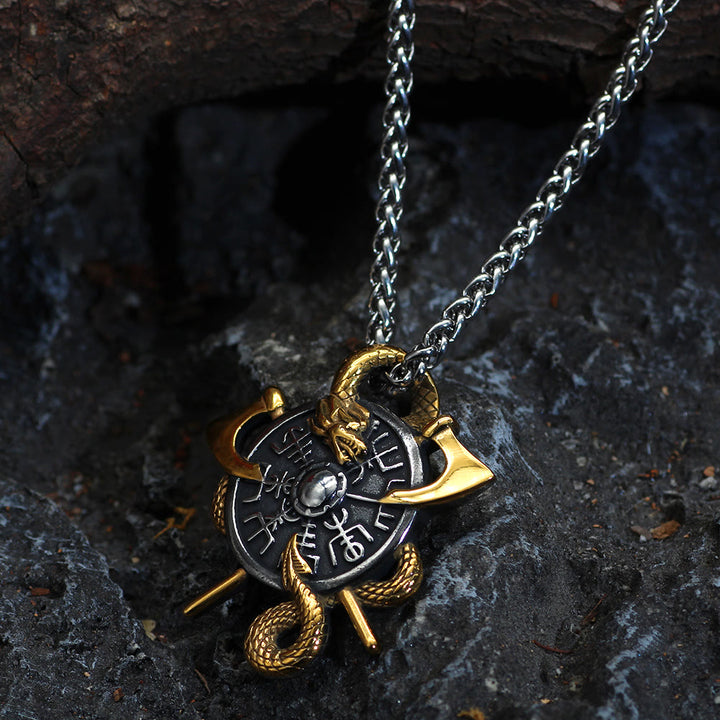 WorldNorse Axes And Shield Norse Dragon Necklace - image 6