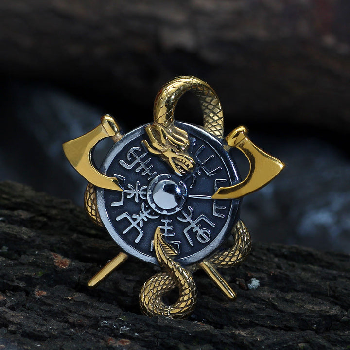 WorldNorse Axes And Shield Norse Dragon Necklace - image 2