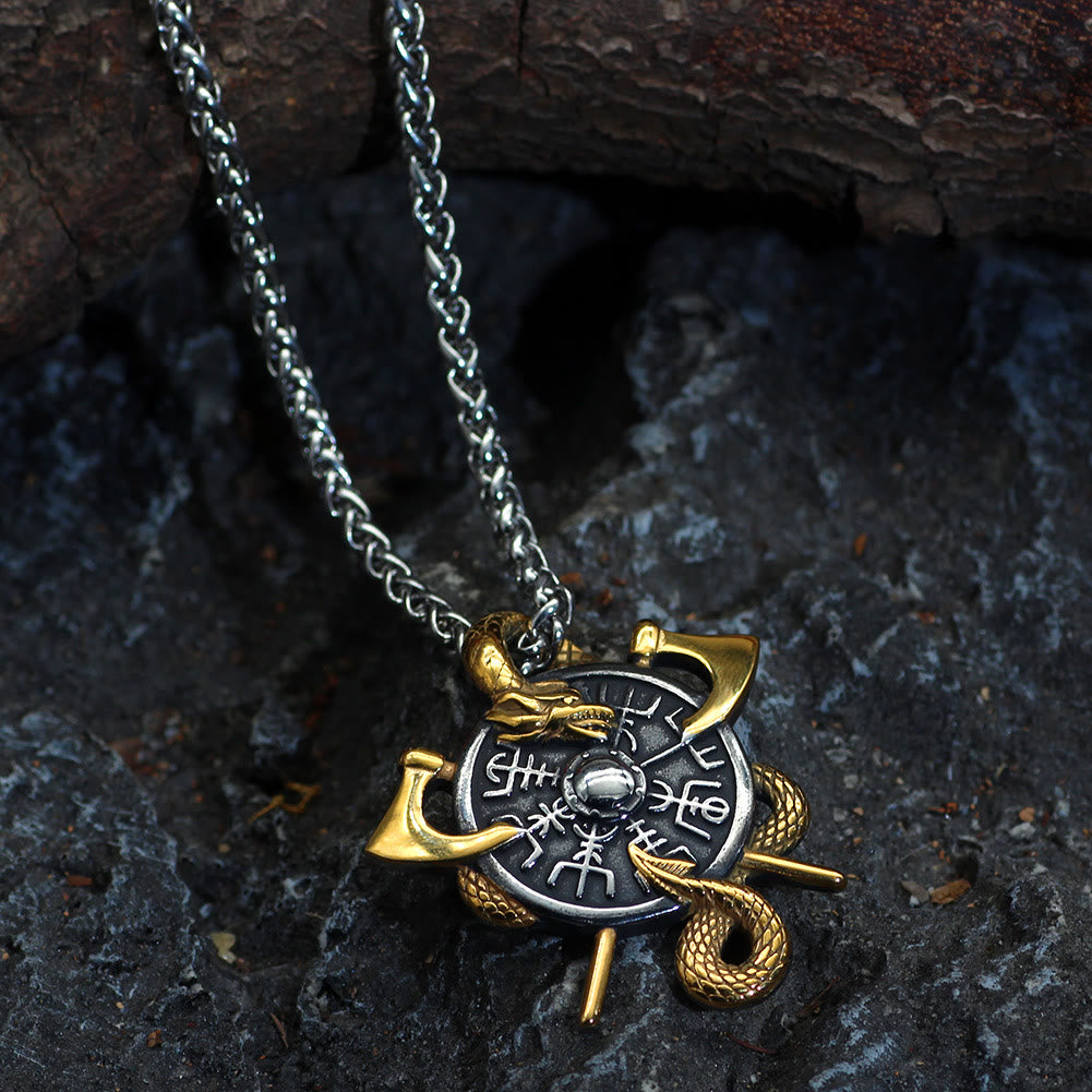 WorldNorse Axes And Shield Norse Dragon Necklace - image 4