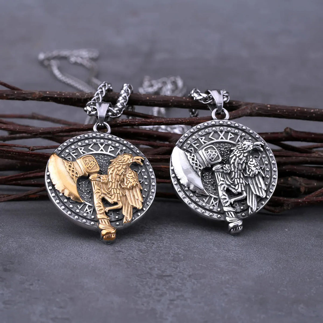 WorldNorse Raven And Axe With Runes Necklace - image 6