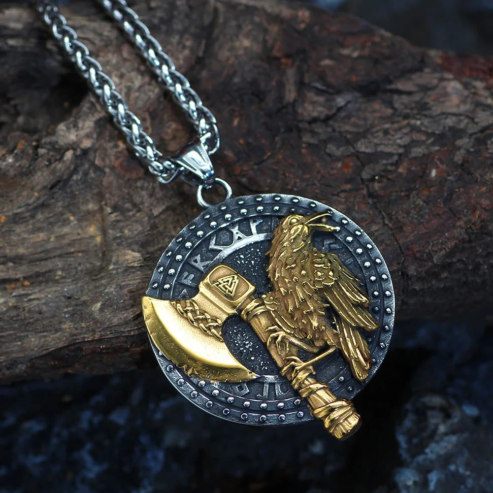 WorldNorse Raven And Axe With Runes Necklace - image 3