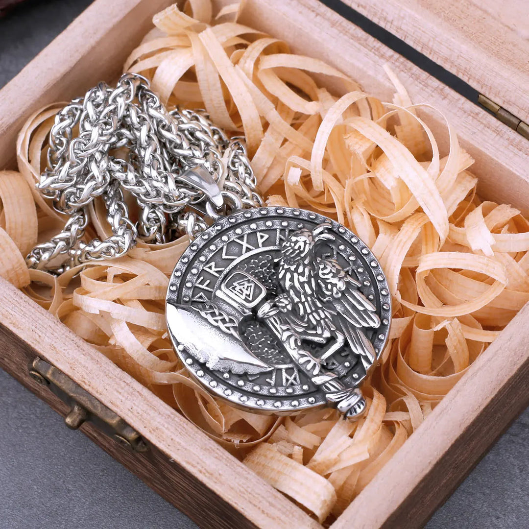 WorldNorse Raven And Axe With Runes Necklace - image 9