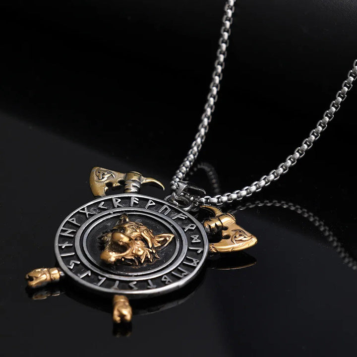 WorldNorse Triple Horn of Odin Axe Necklace - image 2