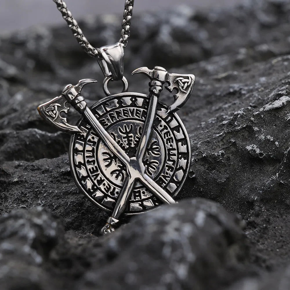 WorldNorse Triple Horn of Odin Axe Necklace - image 6
