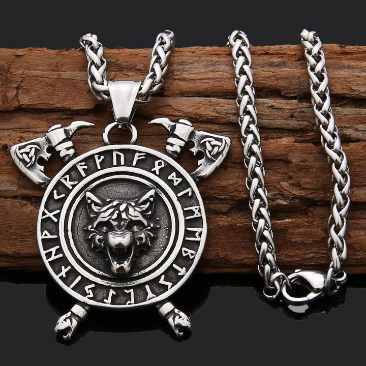 WorldNorse Triple Horn of Odin Axe Necklace - Silver - image 3