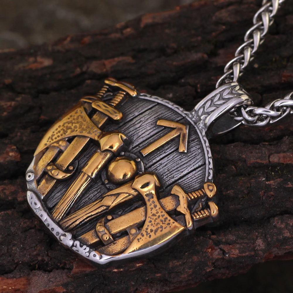 WorldNorse Shield Sword Rune Weapons Necklace - image 1