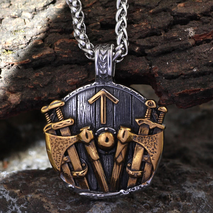 WorldNorse Shield Sword Rune Weapons Necklace - Necklace - image 0