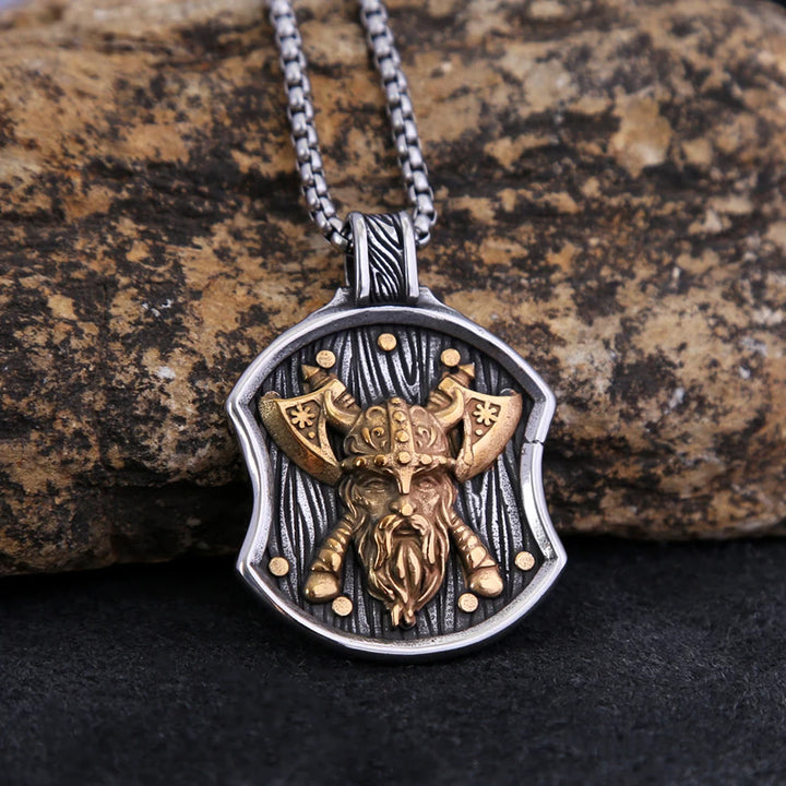 WorldNorse Odin Warrior Axe Shield Necklace - Silver&Gold - image 0