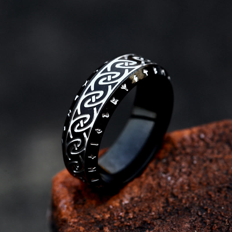 WorldNorse Retro Rune Celtic Knot Ring - Black - US 13 - image 5