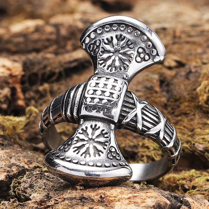 WorldNorse Double Side Axe Mjolnir Ring