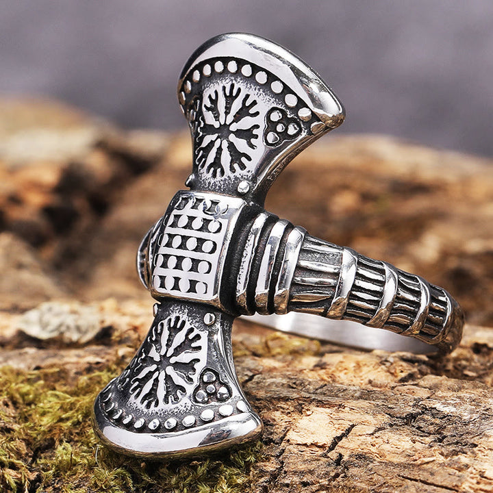 WorldNorse Double Side Axe Mjolnir Ring