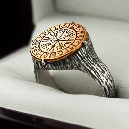 WorldNorse Vegvisir Runic Circle Compass Ring