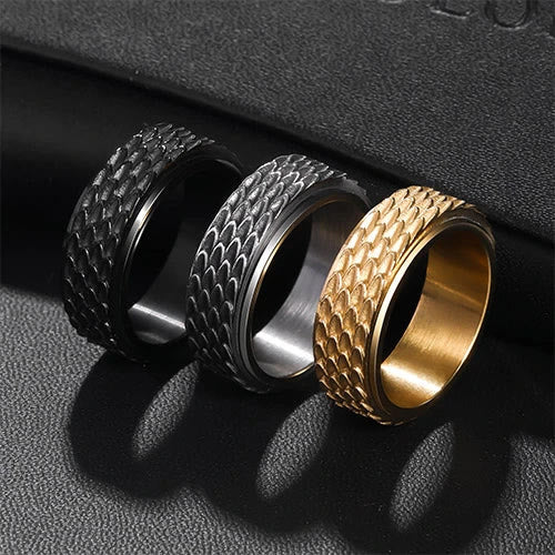 WorldNorse Retro Dragon Scale Spinner Anxiety Ring - image 0