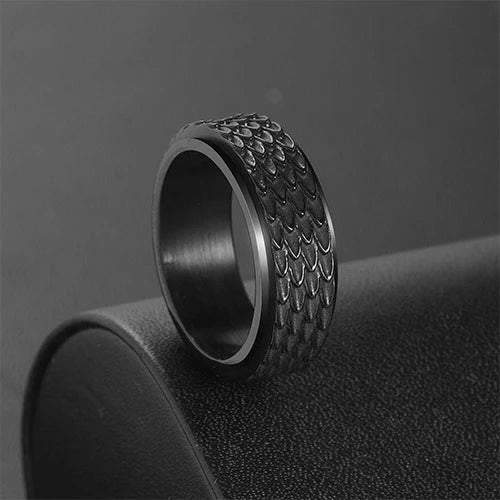 WorldNorse Retro Dragon Scale Spinner Anxiety Ring - Black - US 13 - image 10