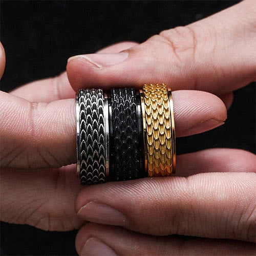 WorldNorse Retro Dragon Scale Spinner Anxiety Ring - image 12