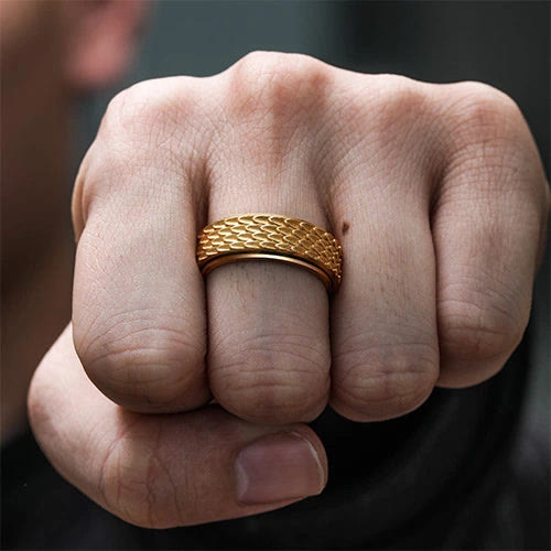 WorldNorse Retro Dragon Scale Spinner Anxiety Ring