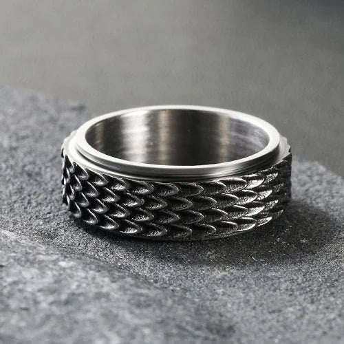 WorldNorse Retro Dragon Scale Spinner Anxiety Ring - image 3