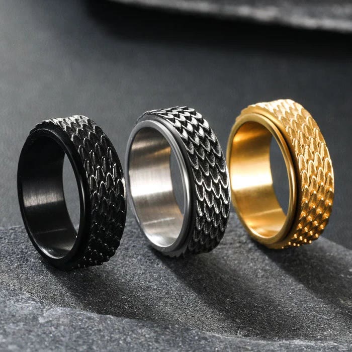 WorldNorse Retro Dragon Scale Spinner Anxiety Ring - image 14
