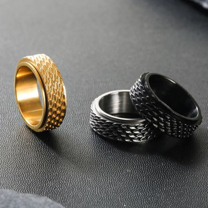 WorldNorse Retro Dragon Scale Spinner Anxiety Ring - image 9