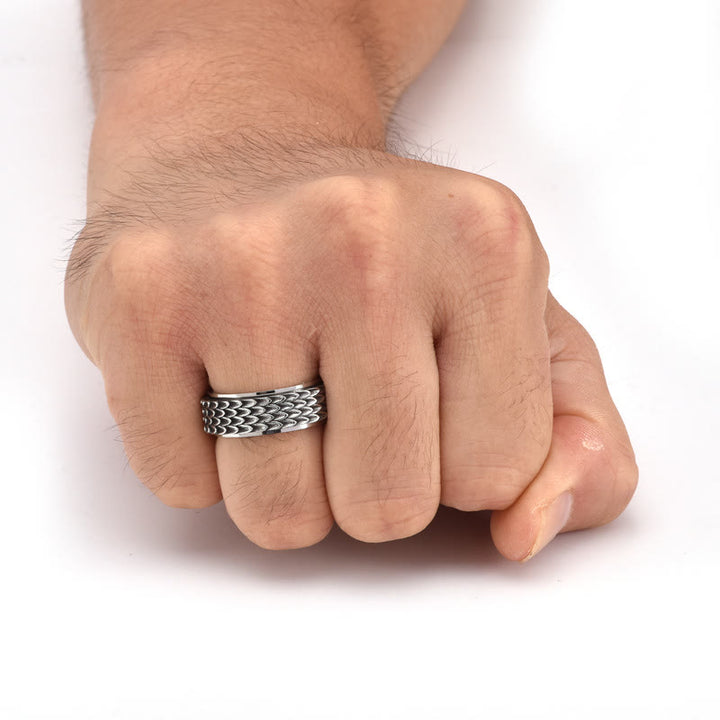 WorldNorse Retro Dragon Scale Spinner Anxiety Ring - image 4