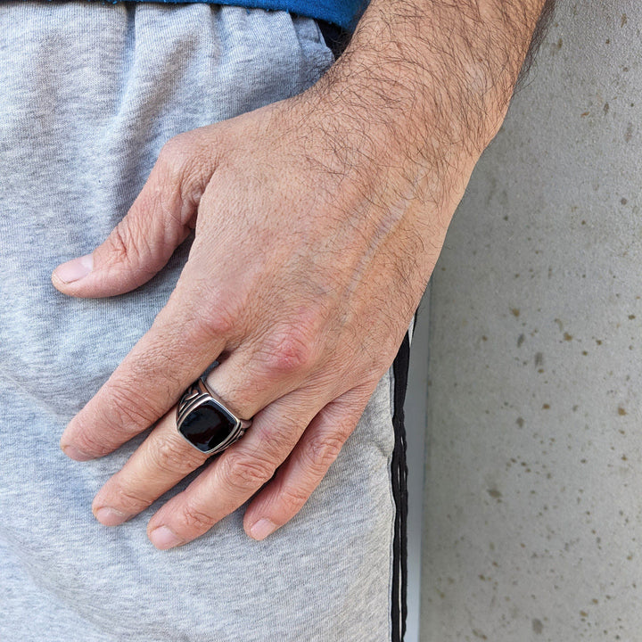 Flash Sale - Viking Triquetra Black Square Vintage Ring