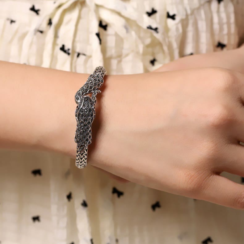 WorldNorse Handcrafted 925 Silver Marseille Stone Snake Bracelet - image 4