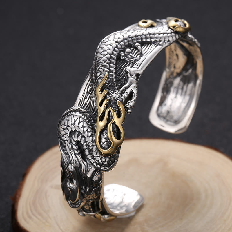 WorldNorse 925 Sterling Silver Dragon Open Bangle Bracelet - image 2